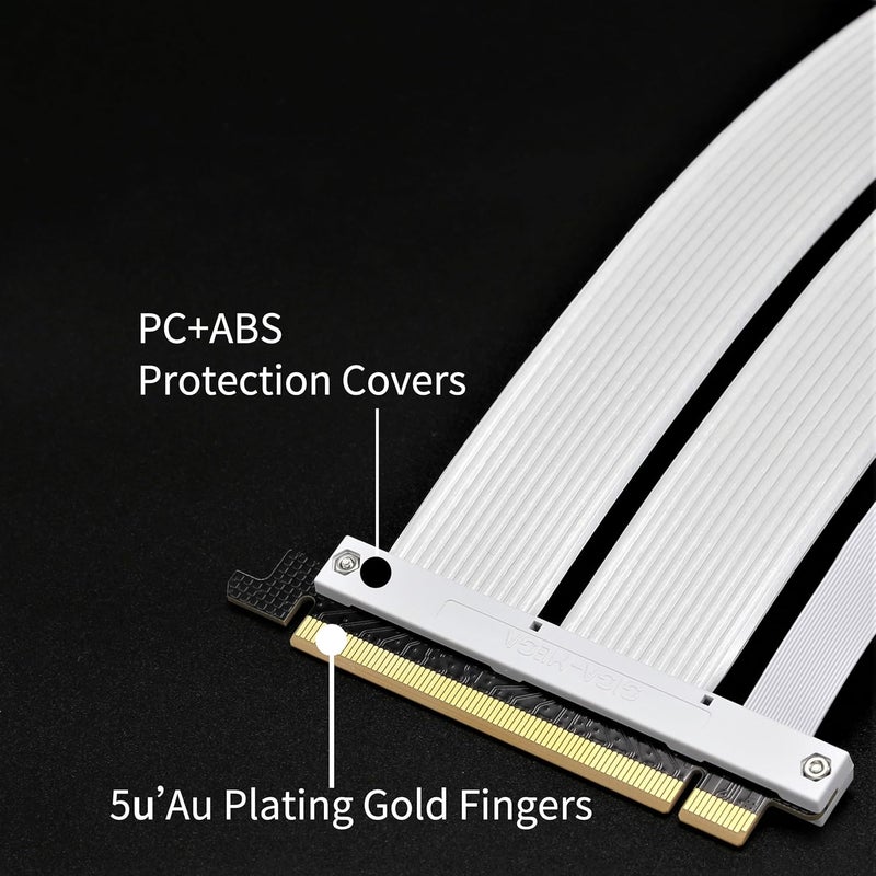 GIGA-MEGA PCIe X16 GEN4 Riser Cable PCIe 4.0 with GPU Vertical Mount Bracket for RTX4080, RTX4090 (White) - Image 2